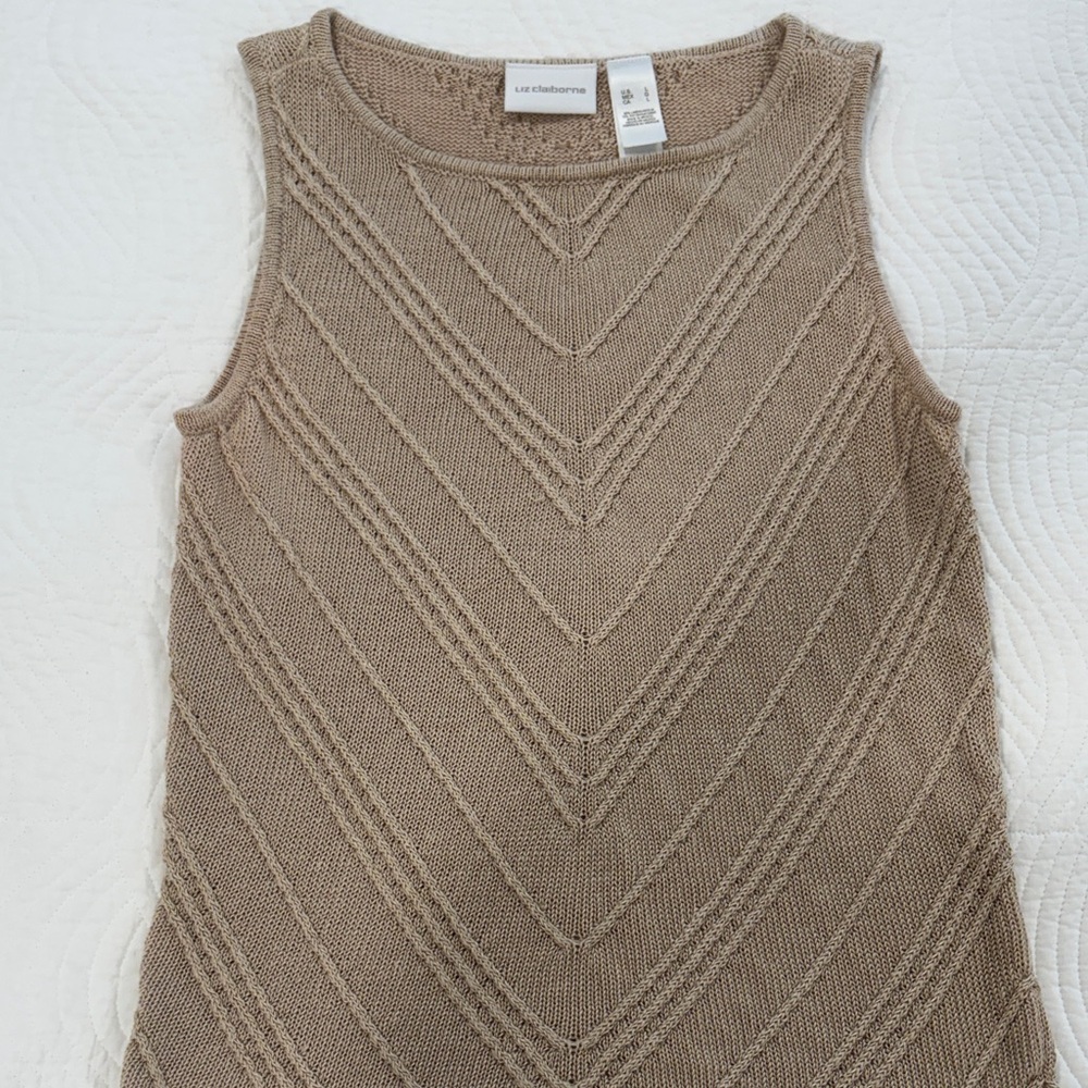 Liz Claiborne Vintage Beige Chevron Tank Top